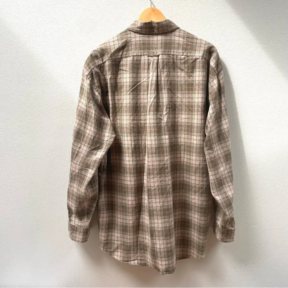Faconnable 100% Cotton Long Sleeve Button Down Shirt in Brown Plaid, Men's Large - Picture 2 of 7